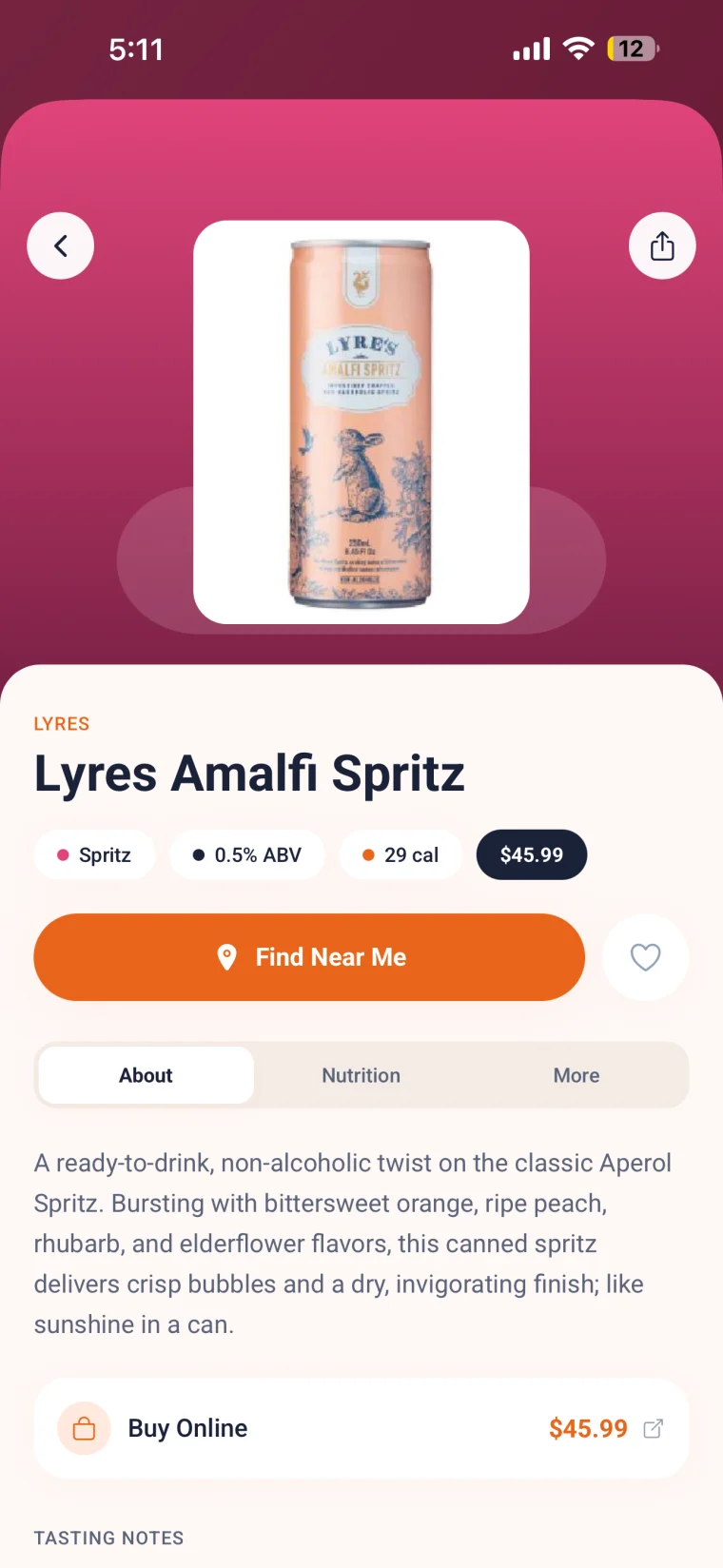 ChillMaps app mocktails detail with save button