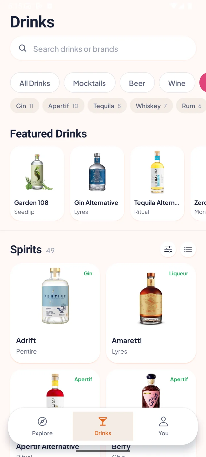 ChillMaps app filtering NA spirits