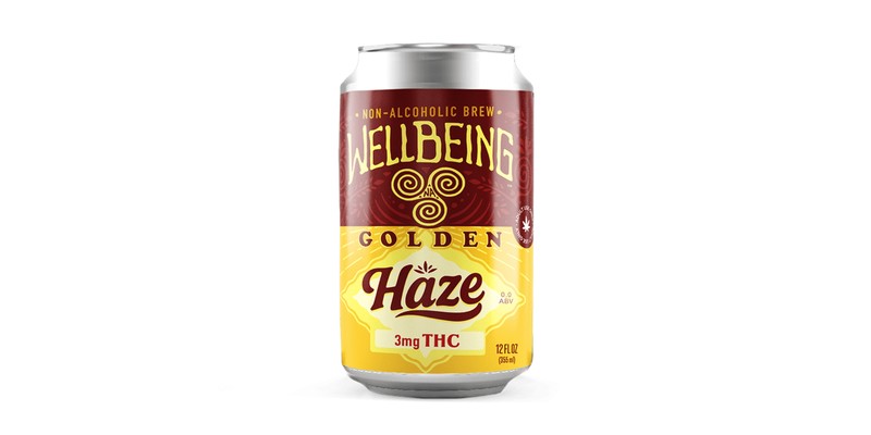 WellBeing Brewing Golden Haze 3mg THC - 4 pack - 10 calories, 0.0% ABV