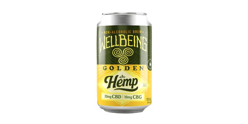 WellBeing Brewing Golden Hemp 20mg CBD/10mg CBG - 4 pack - 10 calories, 0.0% ABV