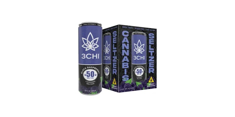 3Chi Sugar Free Black Raspberry Seltzer - 50mg THC